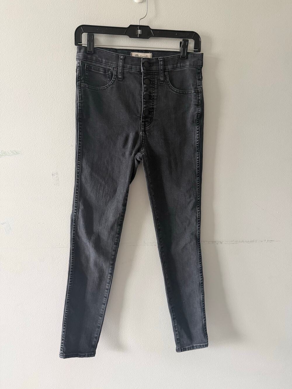 Madewell Womens 10" High Rise Skinny Jeans Size 27 Black Denim Button Fly